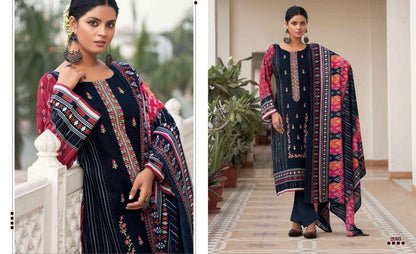 Unstitched Cotton Suit Material with Self Embroidery, Printed Cotton Bottom and Digital Print Dupatta