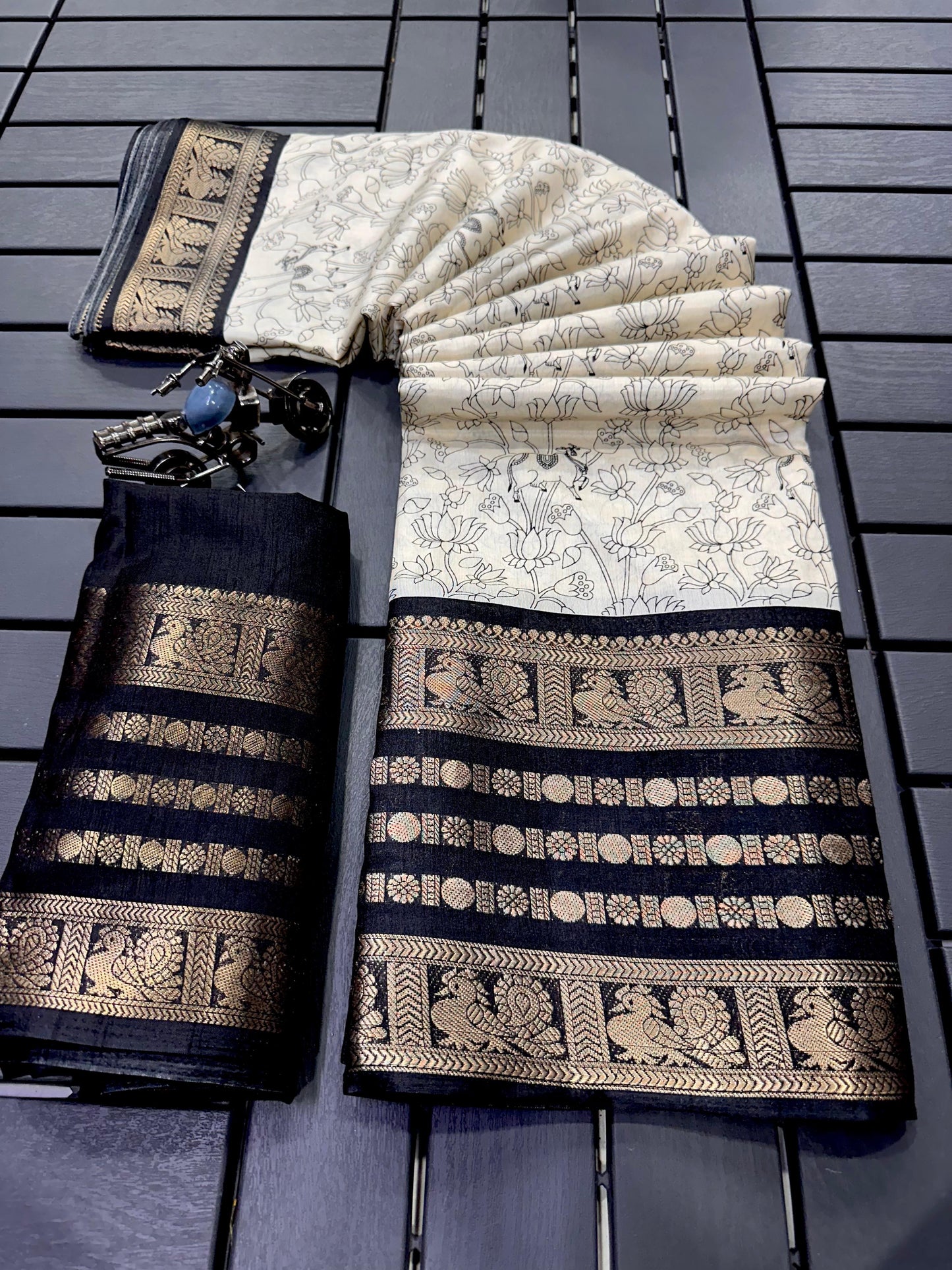 Dola Silk Saree with All-Over Jari Work and Jacquard Border for Women