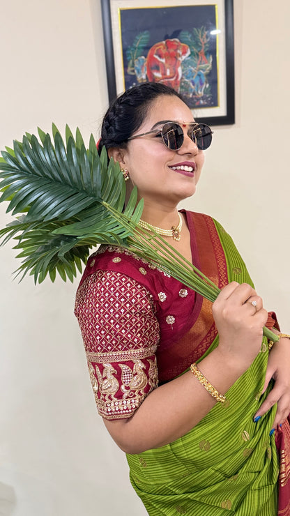 brasso print saree with fancy blouse