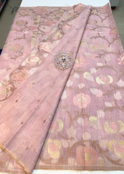 Jamdhani Cotton Saree with Zari Weave and Tassel Pallu – Pastel Festive Wear