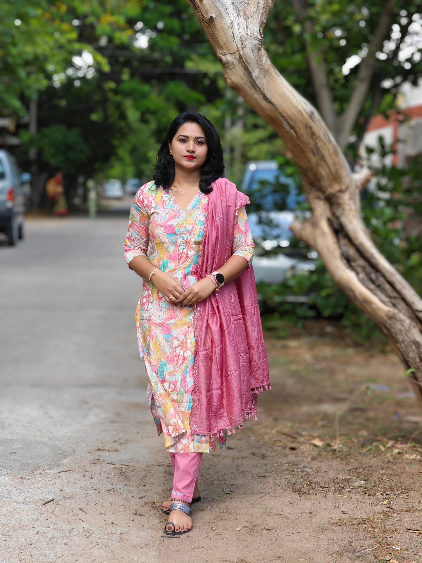 Handcrafted Modal Silk Kurti with Pant & Heavy Work Dupatta – Sizes M to 3XL