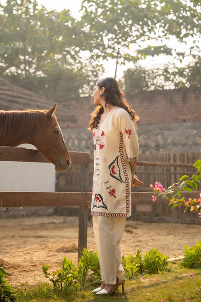 Women's Cotton Flex Embroidered Kurta Pant Set – Daily Wear (Sizes M to XXL)