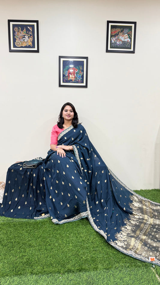 Pure Viscose Silk Designer Saree with Unstitched Blouse for Festive and Wedding Wear