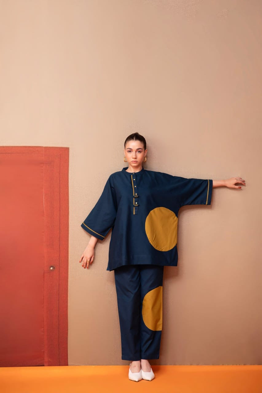 Cotton Applique Co-Ord Set for Women with Fish Button Detailing – Artistic Ethnic Wear (M to XXL)