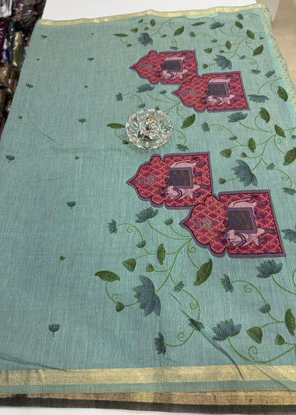 Munga Cotton Handloom Pichwai Saree for Women with Woven Border and Tassel Pallu – Soft Lightweight Traditional Wear