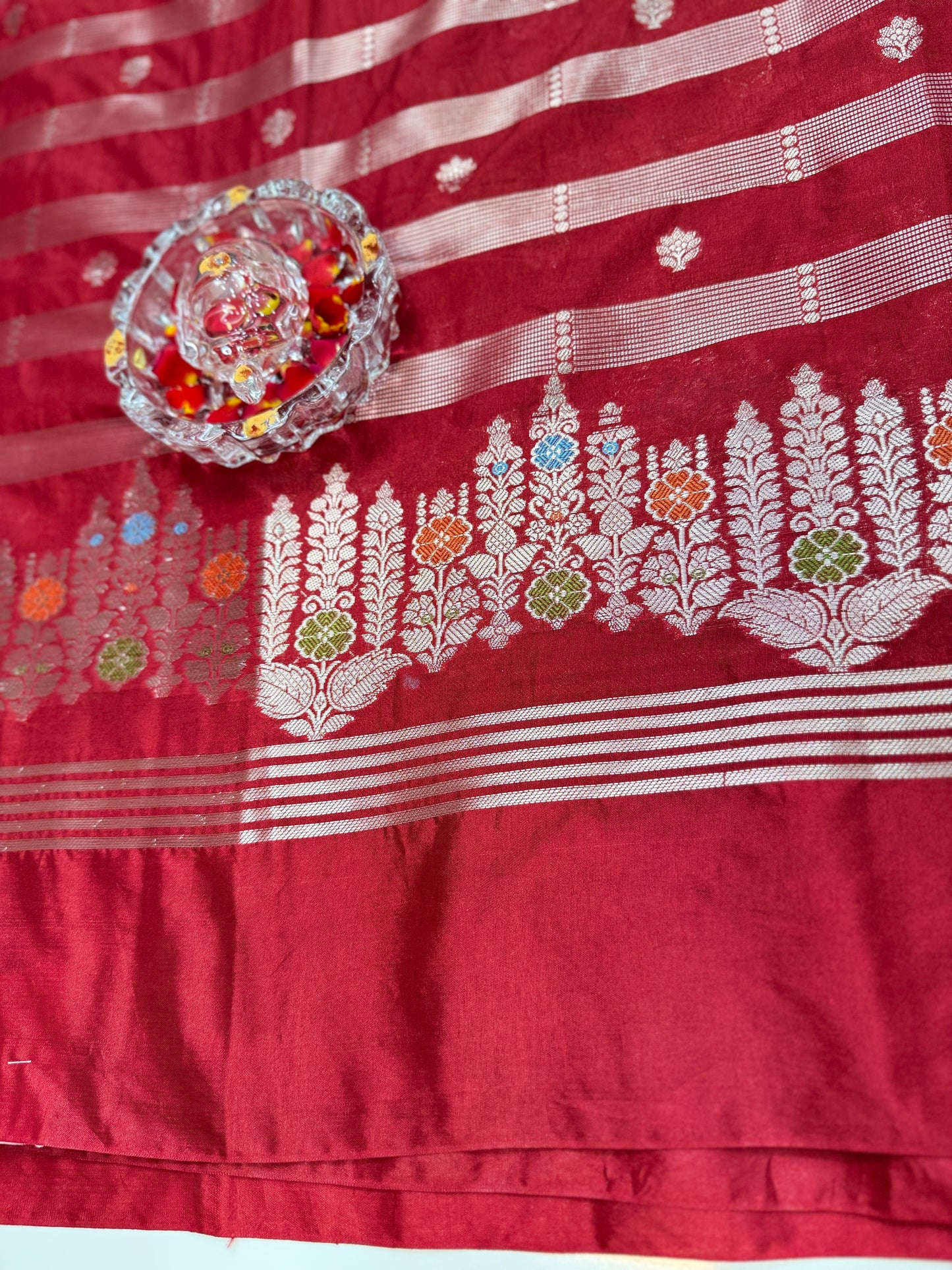 Banarasi Semi Katan Silk Saree with Meenakari Satin Border and Gold Zari Weaving – Traditional Festive Saree for Women