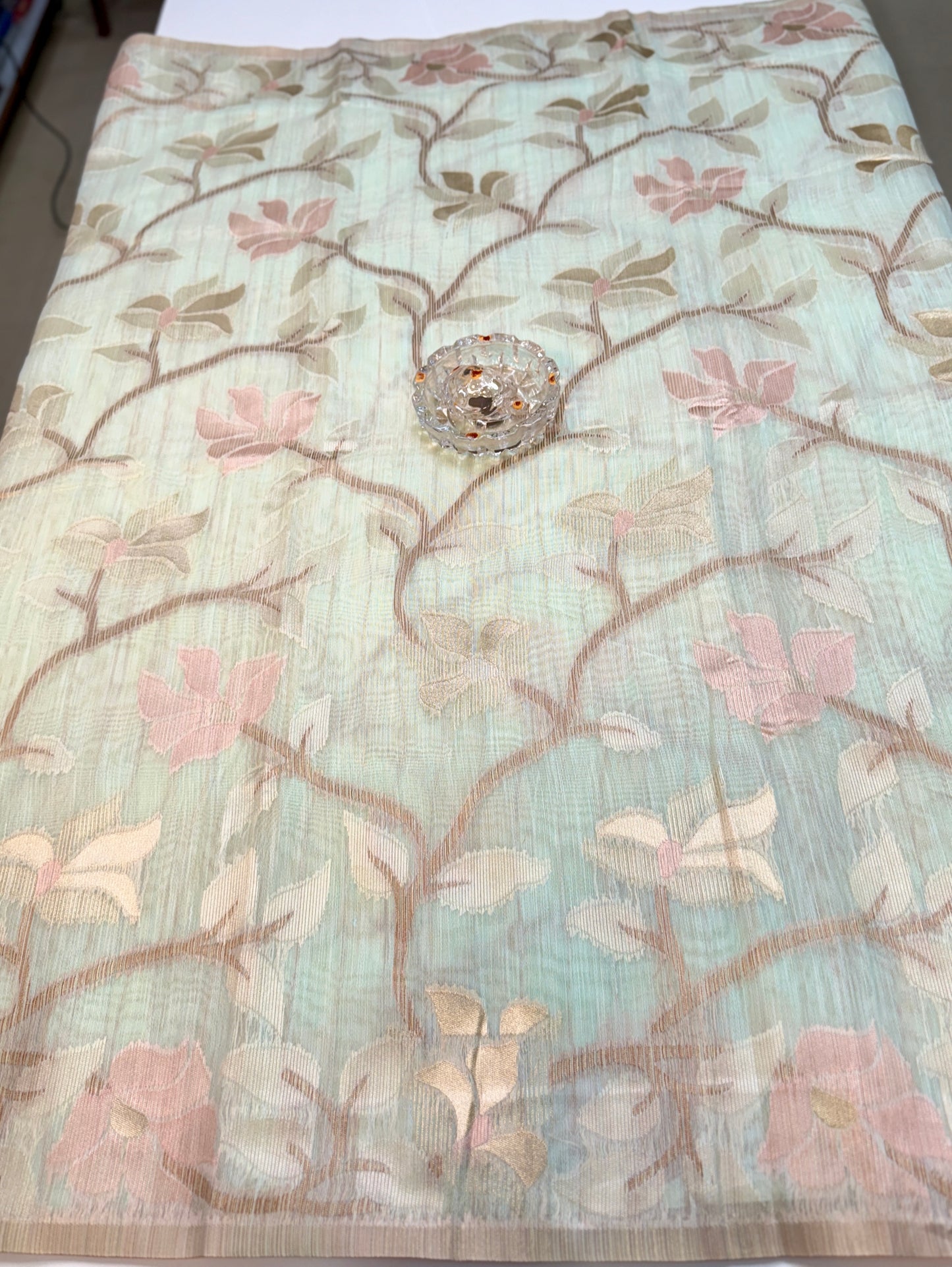 Jamdhani Cotton Saree with Zari Weave and Tassel Pallu – Pastel Festive Wear