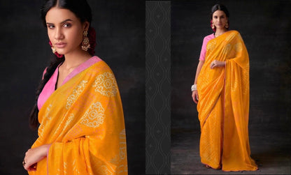 brasso saree with embroidered blouse – festive ethnic wear for women