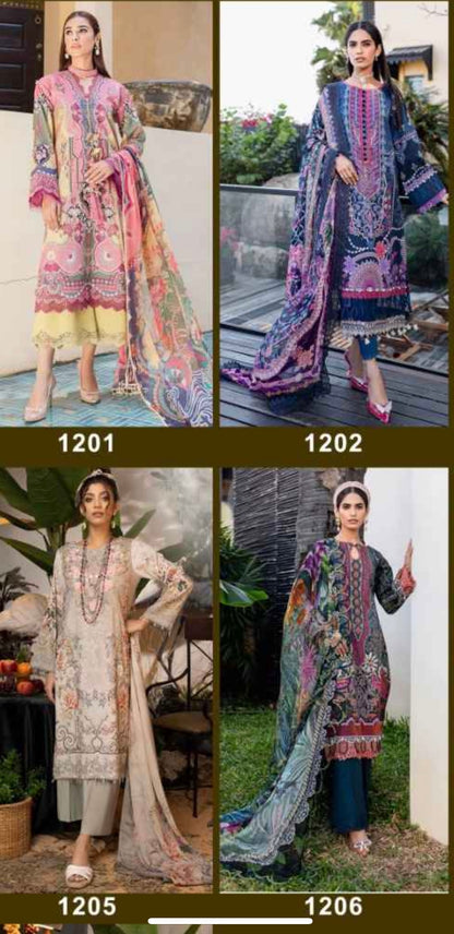 Unstitched Heavy Cotton Printed Dress Material with Mal Mal Dupatta for Women