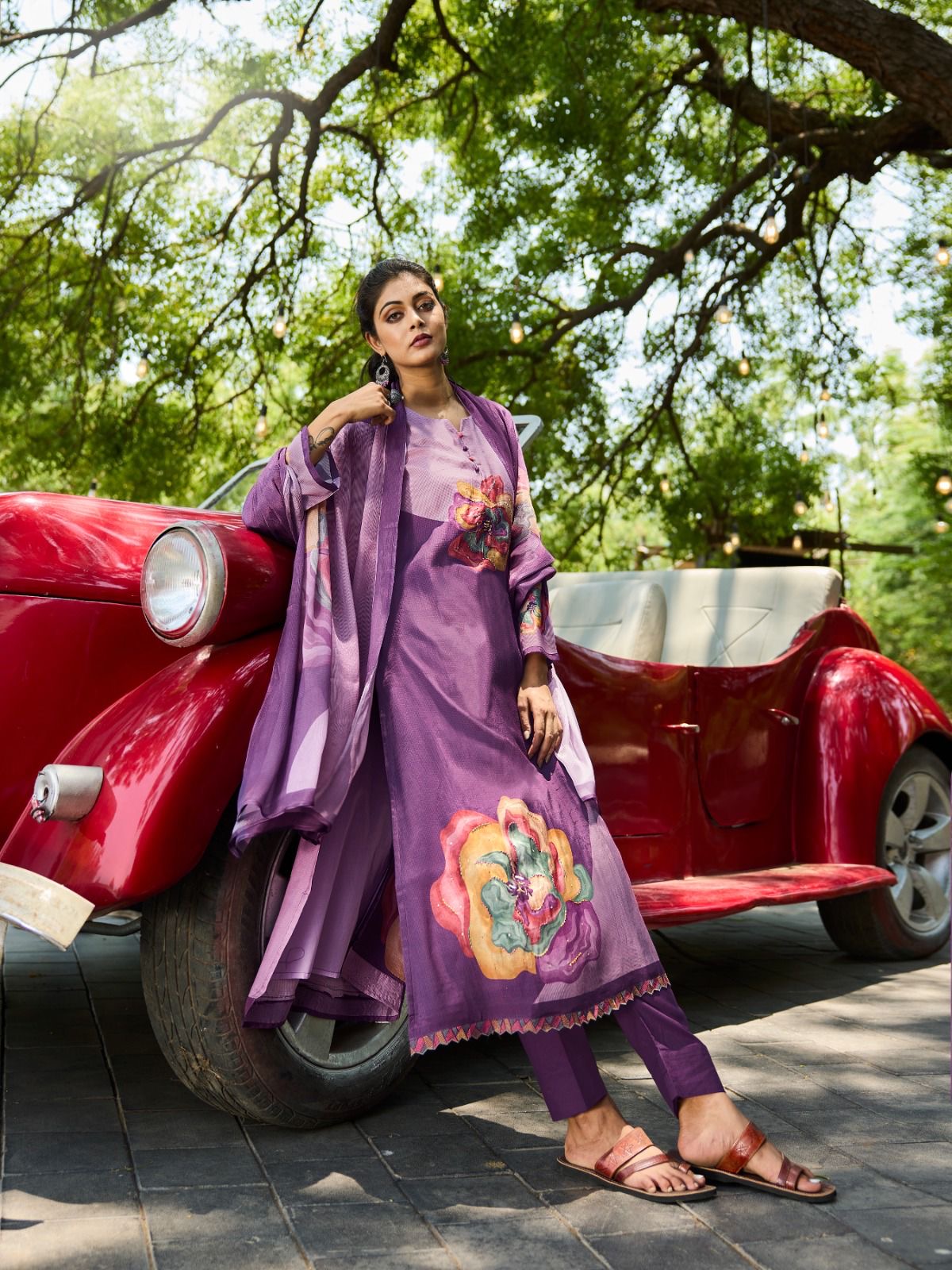 Unstitched Bamberg Muslin Suit Material with Digital Print, Handwork and Pure Muslin Dupatta