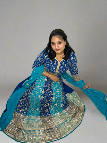 Real Georgette Free Size Embroidered Dress with Embroidered Dupatta – Festive Ethnic Set for Women