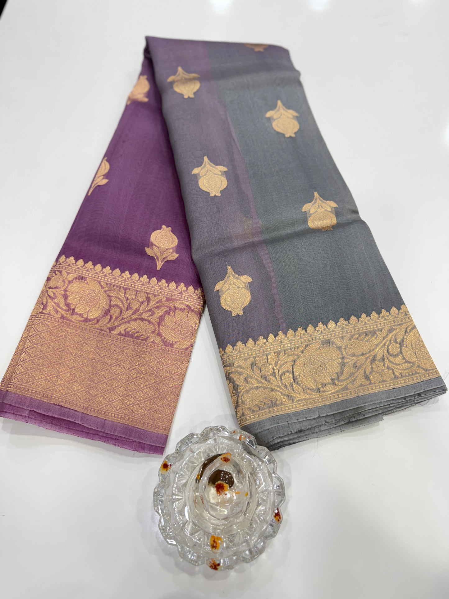 Banarasi handloom pure kora organza saree with kaduwa zari weaving and silkmark certified blouse