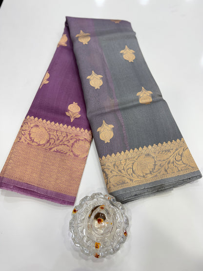 Banarasi handloom pure kora organza saree with kaduwa zari weaving and silkmark certified blouse