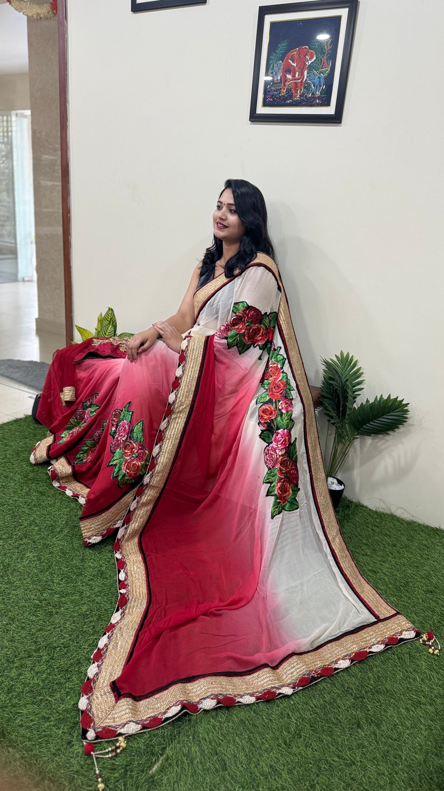 Fancy Fabric Saree with Matching Blouse – Festive Ethnic Wear for Women