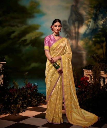 brasso saree with embroidered blouse – festive ethnic wear for women