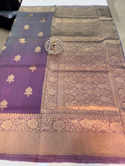 Banarasi handloom pure kora organza saree with kaduwa zari weaving and silkmark certified blouse