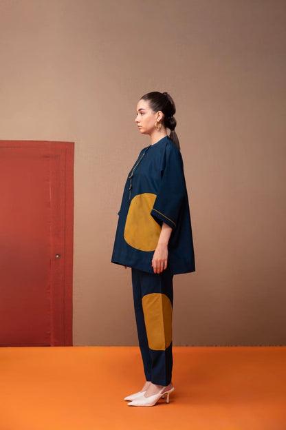 Cotton Applique Co-Ord Set for Women with Fish Button Detailing – Artistic Ethnic Wear (M to XXL)