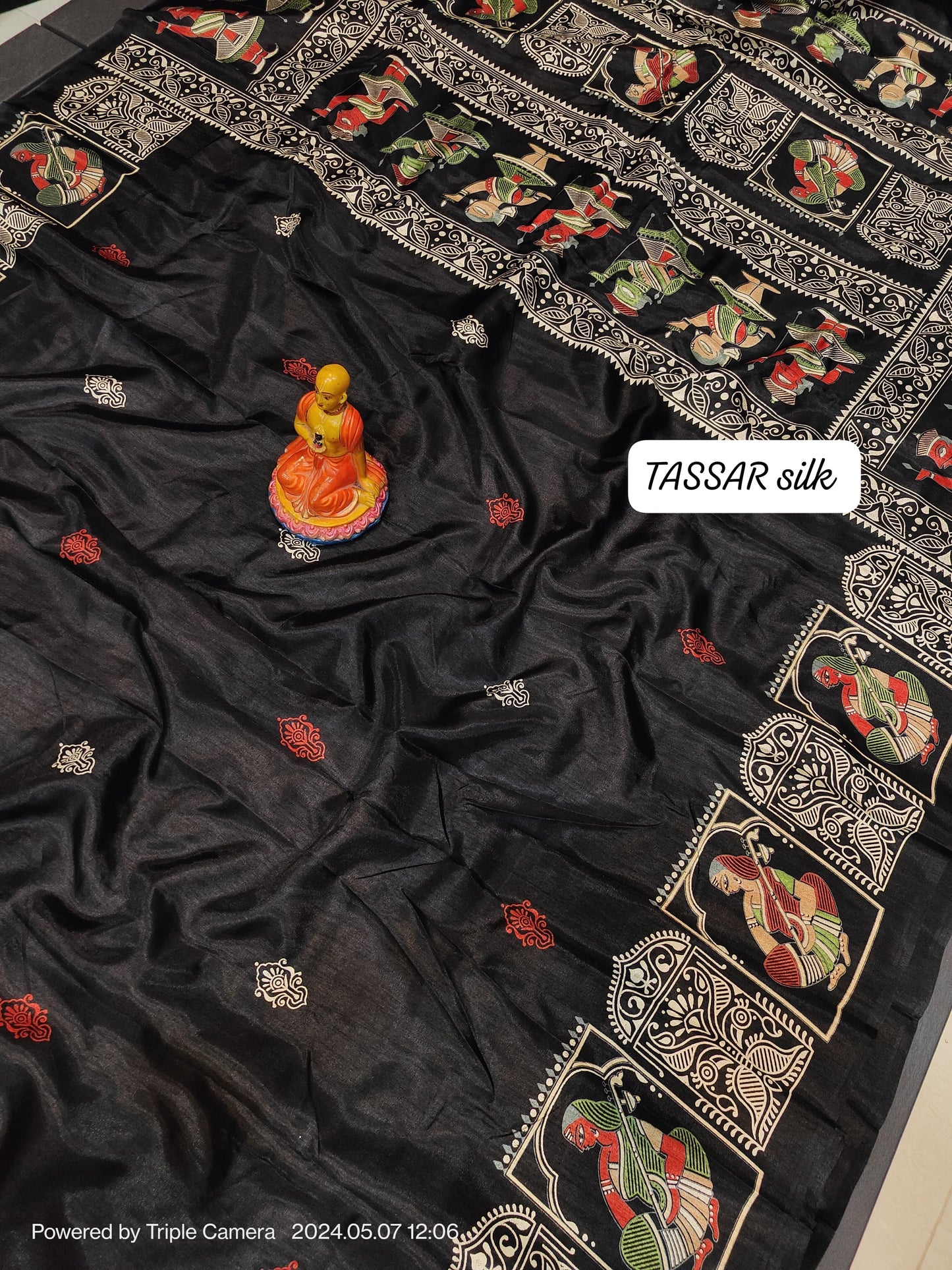 Semi Tussar Silk Saree with Matching Blouse Piece – Elegant Festive and Party Wear