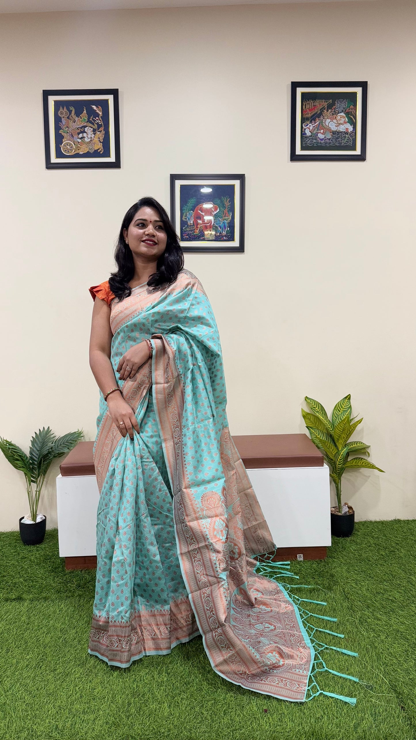 Semi-Chanderi Silk Woven Saree with Zari Border – Traditional Wear Saree for Women