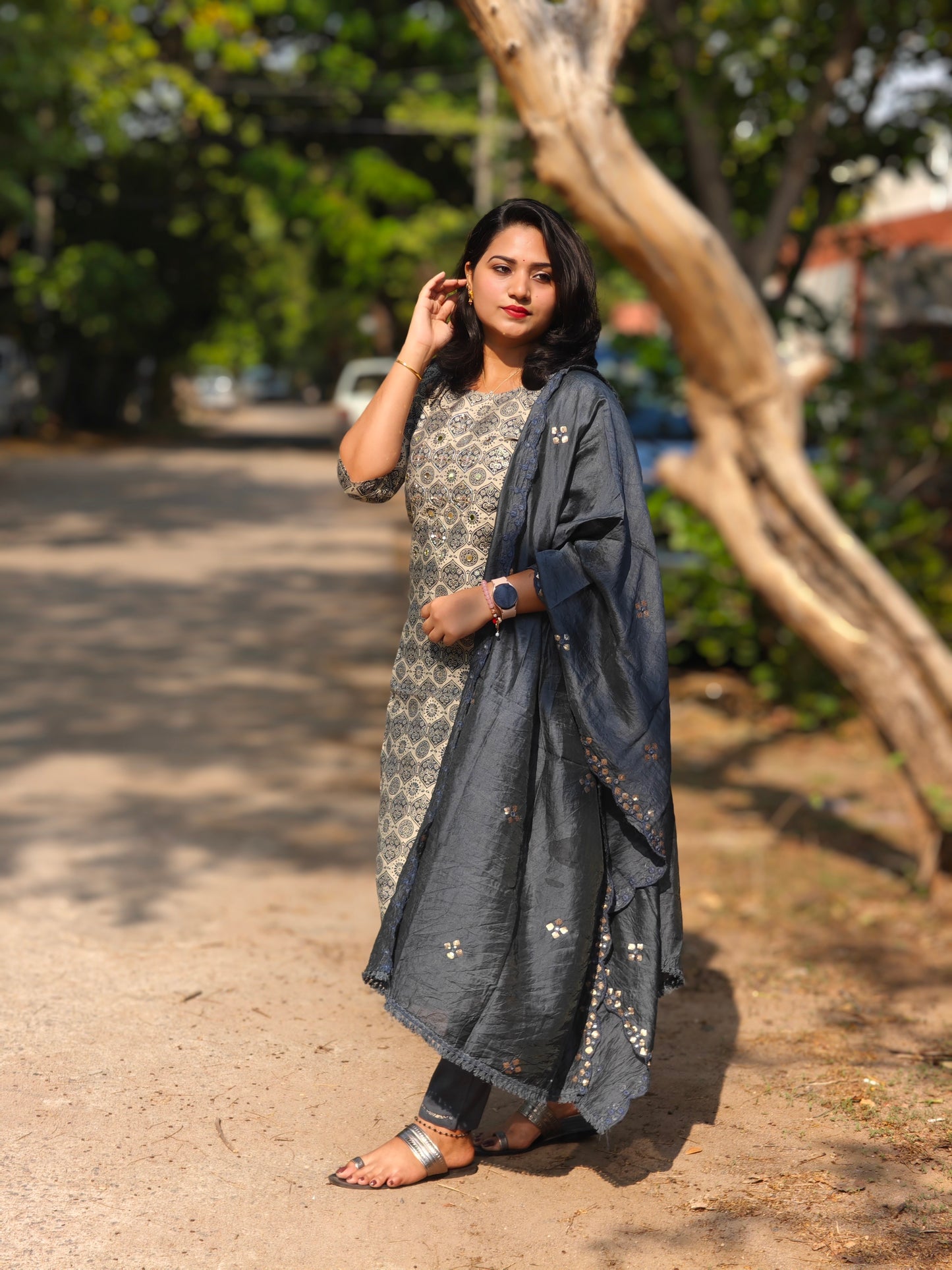 Handcrafted Modal Silk Kurti with Pant & Heavy Work Dupatta – Sizes M to 3XL