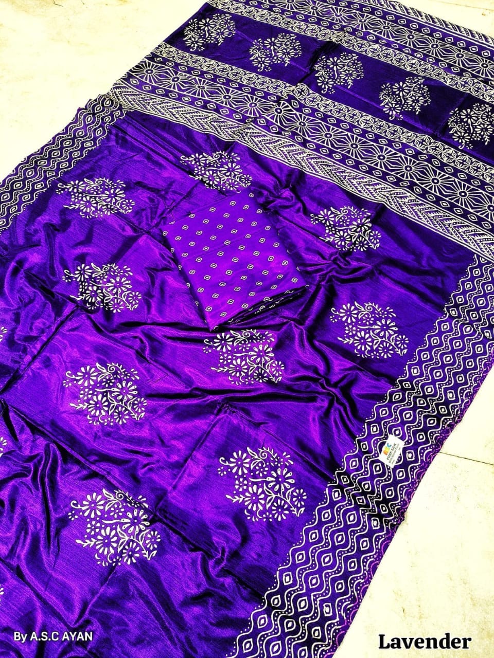 Alpana Print Pure Silk Saree with Printed Blouse Piece – Festive & Wedding Wear for Women