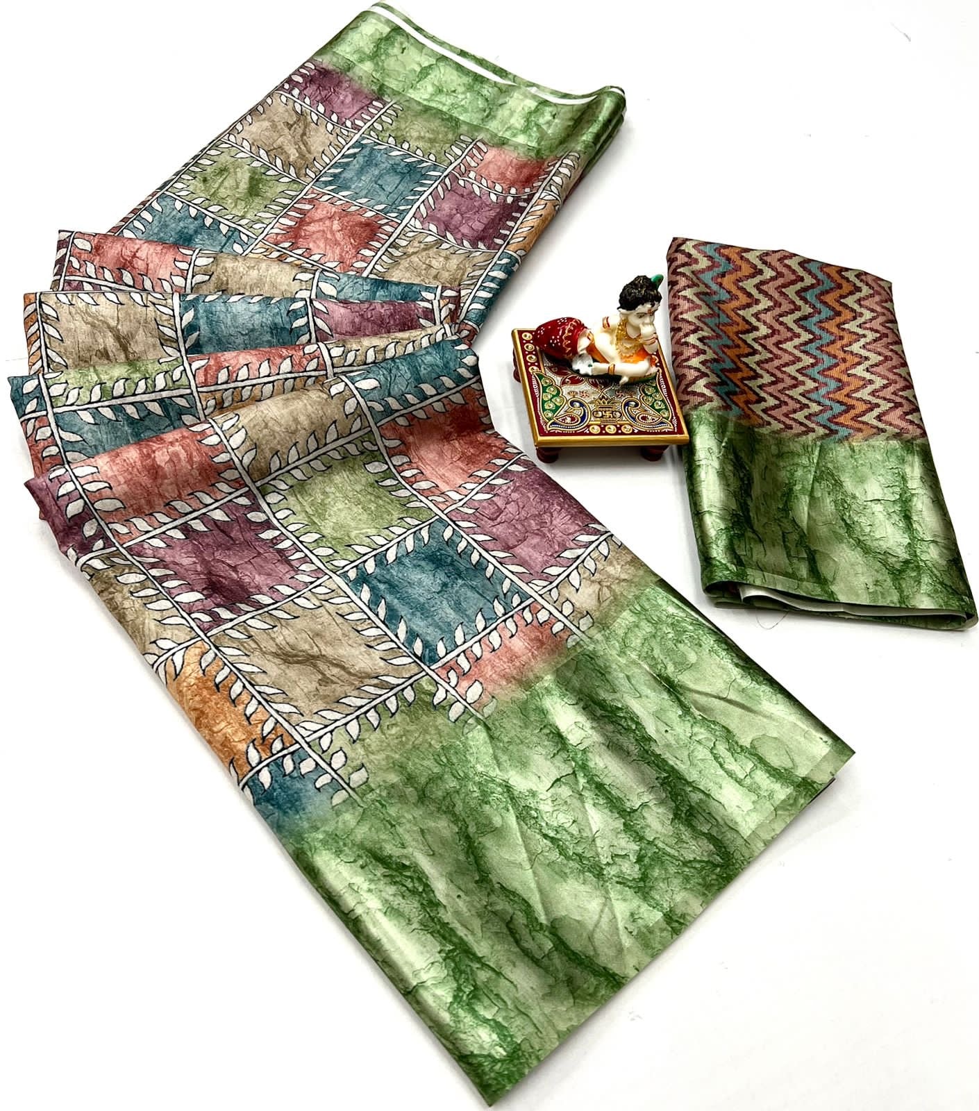 Pure Silk Dola Digital Printed Saree with Matching Digital Print Blouse Fabric