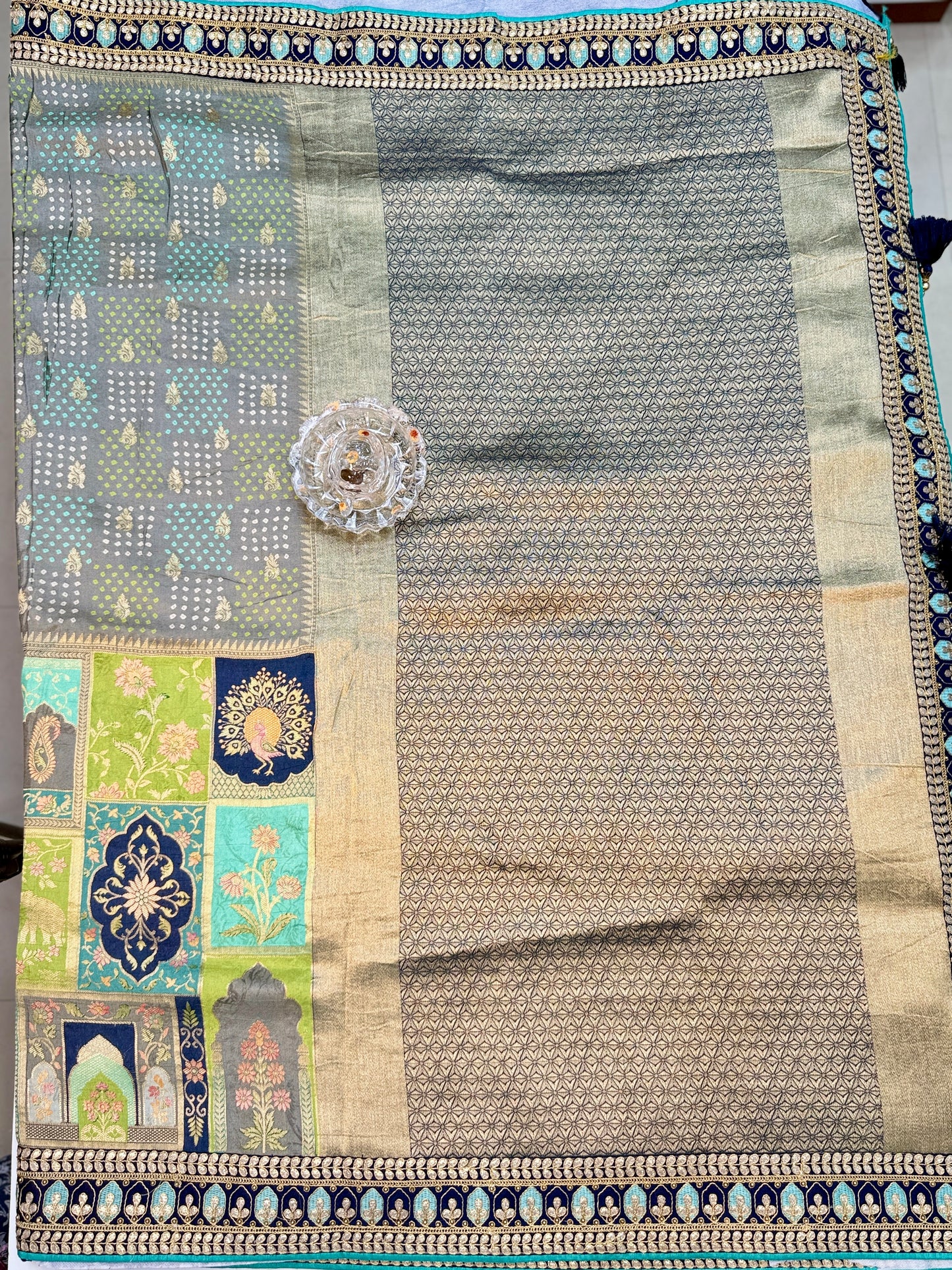 Pure Dola silk saree with position weaving and embroidered blouse – premium ethnic wear for weddings and festive occasions