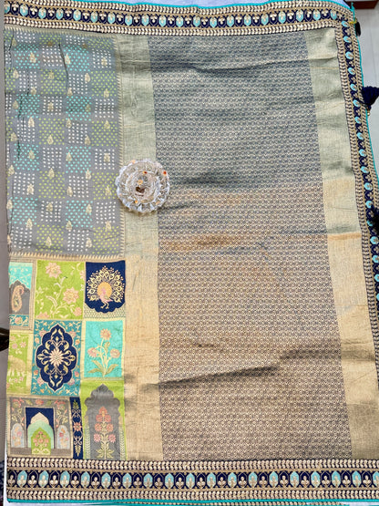 Pure Dola silk saree with position weaving and embroidered blouse – premium ethnic wear for weddings and festive occasions