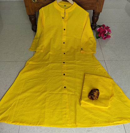 Women's fine cotton A-line kurti pant set with katha work and pocket – ankle-length, M to XXL