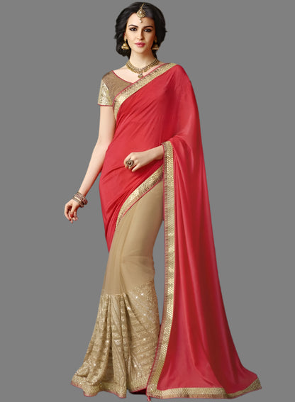Fancy Fabric Saree with Matching Blouse – Festive Ethnic Wear for Women