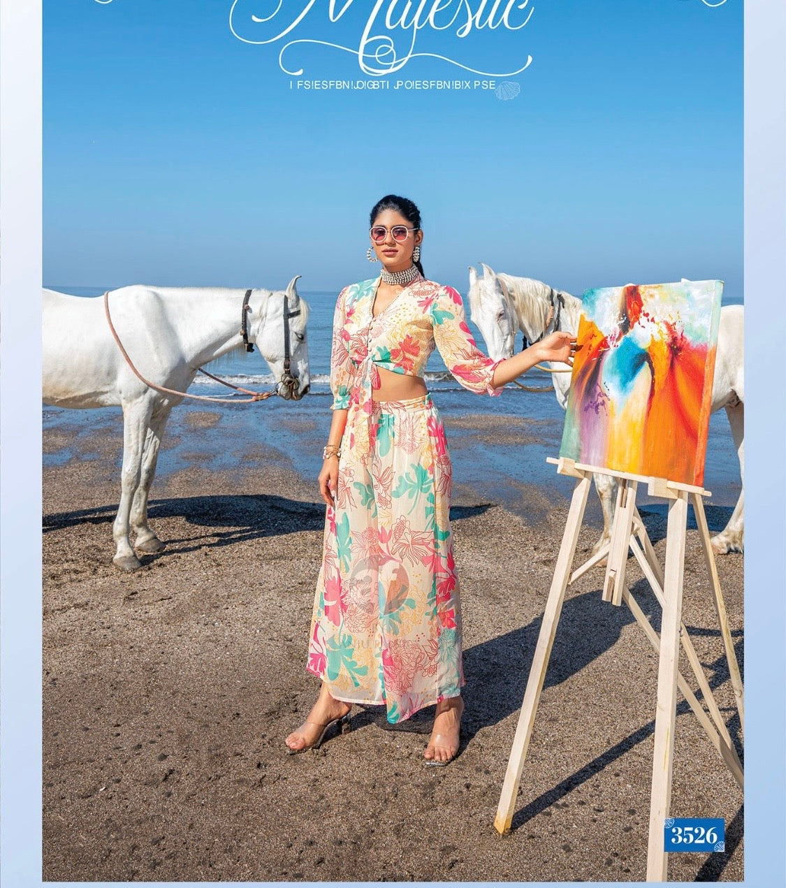 Viscose Chiffon Digital Printed Crop Top with Palazzo – Designer Summer Wear – Sizes S to XL