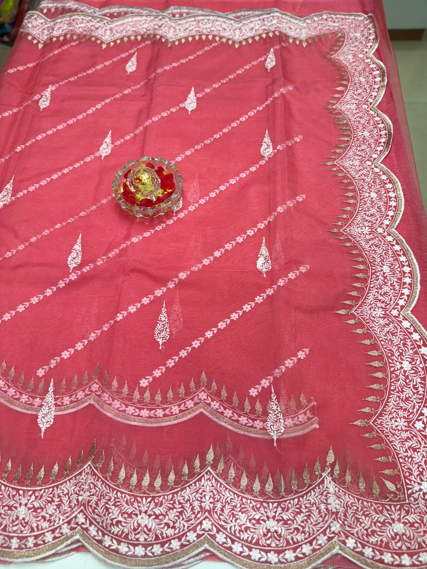 Banarasi Semi Organza Soft Saree with Embroidery Border and Blouse Design – Festive Wear