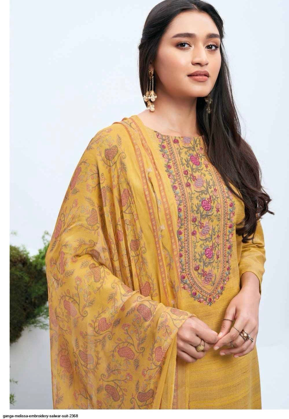 Unstitched Woven Fabric Suit Material with Embroidery, Cotton Silk Bottom and Chiffon Printed Dupatta