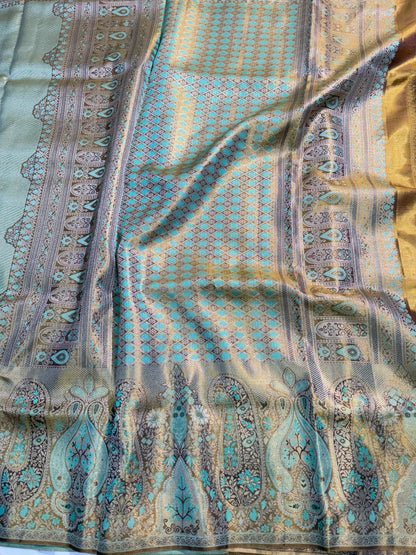 Borderless Kanchipuram Handloom Silk Saree with 2 Gram gold Zari Weaving – Bridal & Festive Wear