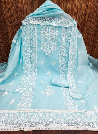 Unstitched Modal Embroidered Dress Material with Santoon Inner & Bottom and Modal Embroidered Dupatta