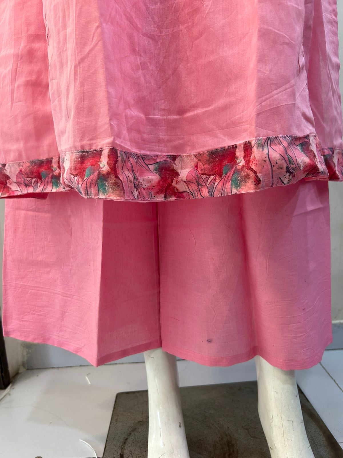 Handloom Cotton Kurta Pant Set with Pintex Work, Mirror Embellishments and Printed Dupatta for Women