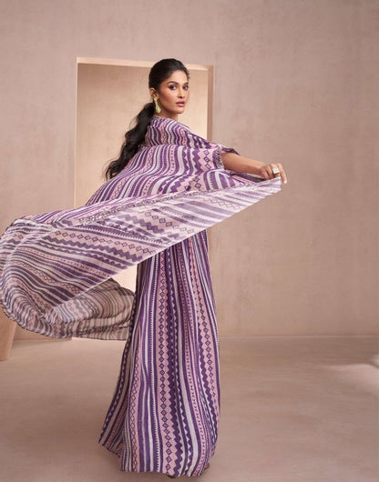 Real Chinon Silk and Georgette Embroidered 1-Piece Free Size Stitched Outfit for Women