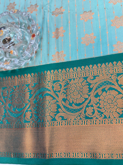 Kanchipuram Style Silk Saree with Rich Zari Border – Festive Wear