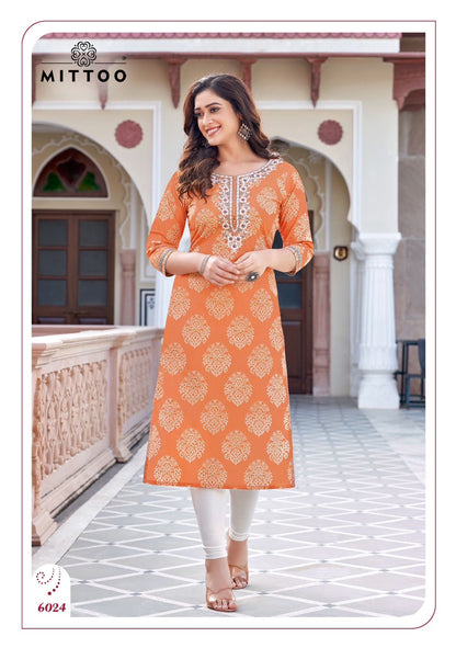 Rayon Printed Kurti with Embroidery and Handwork for Women – XL & XXL