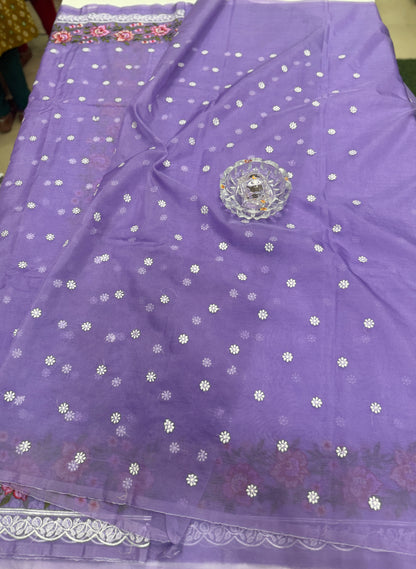 Banarasi Semi-Organza Saree with Embroidery and Fancy Border – Lightweight Festive Saree for Women