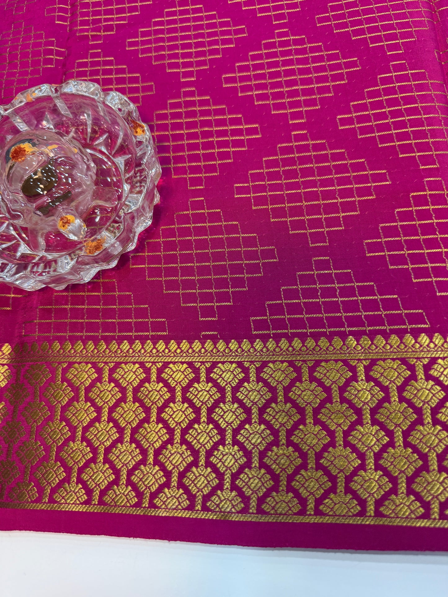 Pure Crepe Mysore Silk Saree for Women – 120 Gram, Zari Lines Design, Silk Mark Certified with Blouse Piece