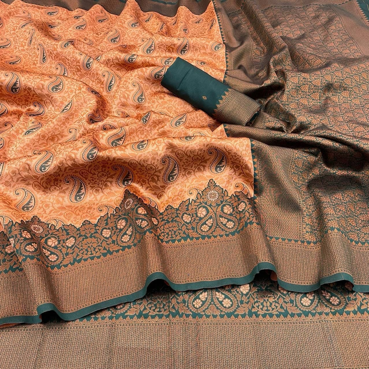 Triple Weaving Zari Tissue Silk Saree