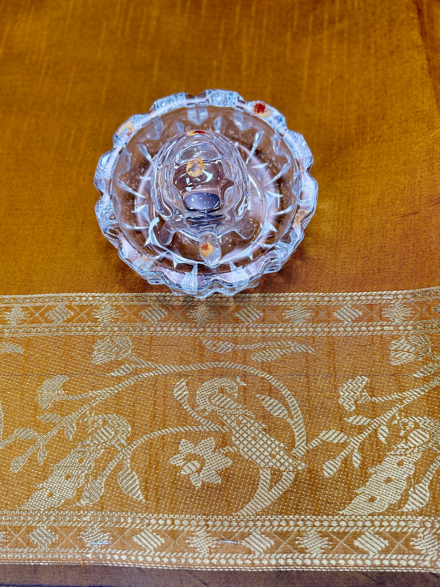 Semi Raw Silk Saree with Zari Hand Border, Heavy Jamdani Pallu and Contrast Blouse