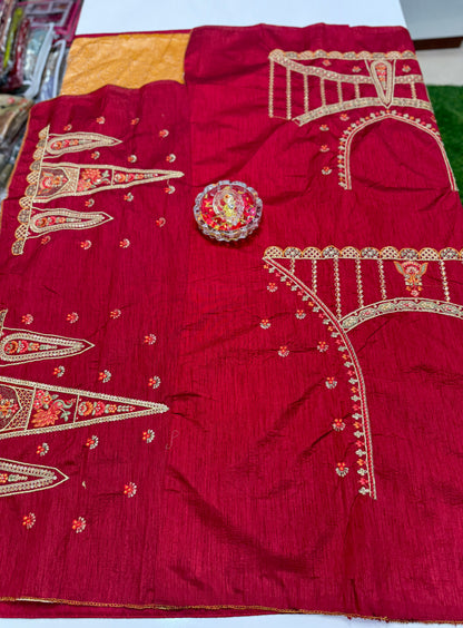 Pure Crepe Saree with Designer Contrast Blouse – Lightweight Festive Wear for Women