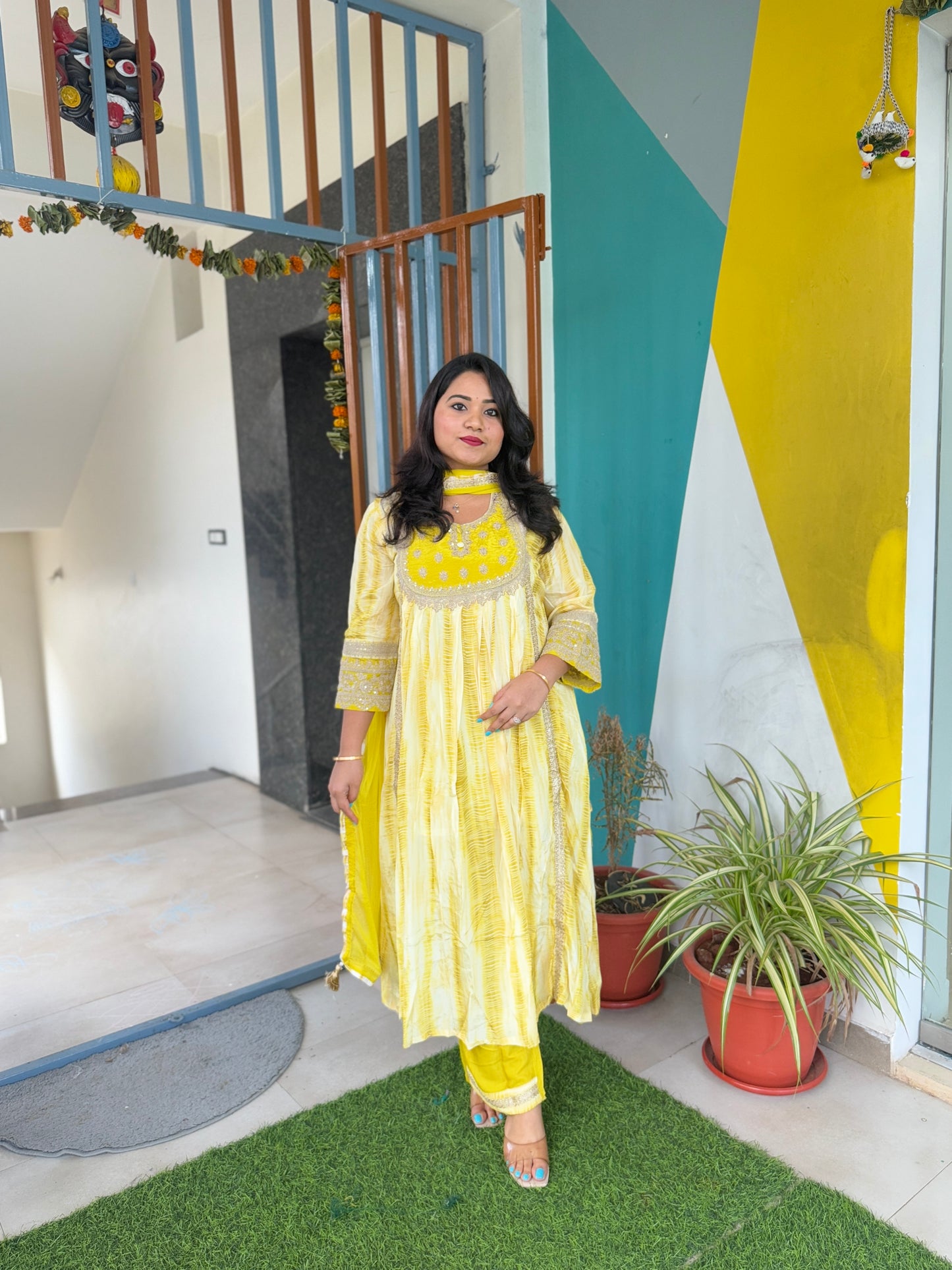 Crepe Anarkali Kurta Pant with Dupatta Set for Women – Embroidered Detailing – M to XXL