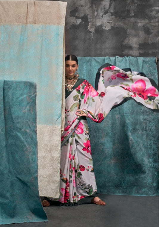 Pure Crepe Saree with Elegant Design and Matching Blouse Piece – Festive & Wedding Wear for Women