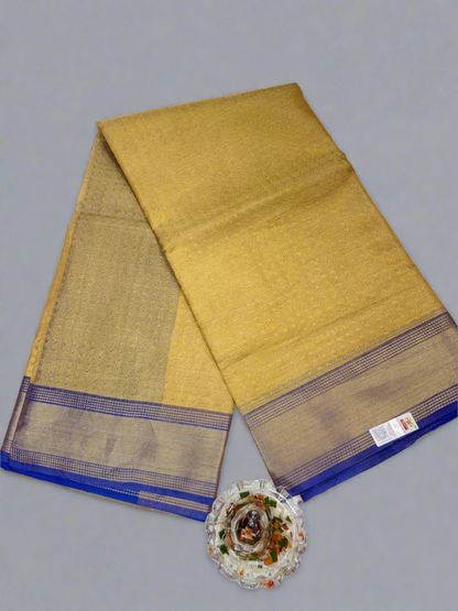 Pure Tussar Tissue Silk Saree with Contrast Border and Blouse Piece – Silk Mark Certified