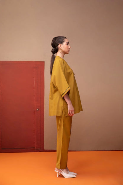 Cotton Applique Co-Ord Set for Women with Fish Button Detailing – Artistic Ethnic Wear (M to XXL)