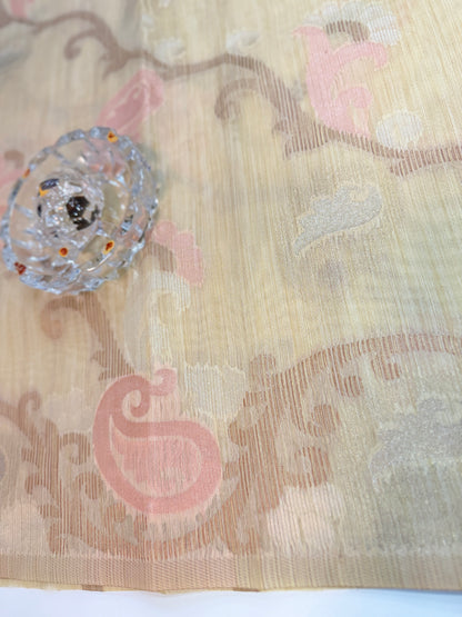 Jamdhani Cotton Saree with Zari Weave and Tassel Pallu – Pastel Festive Wear