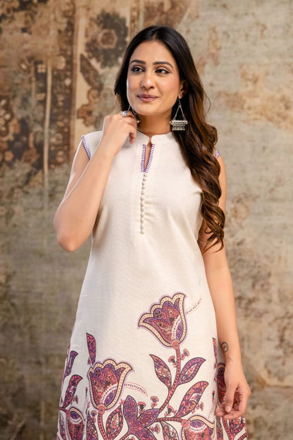 Sleeveless Flex Cotton Kurti Pant Set for Women – Lightweight Daily Wear